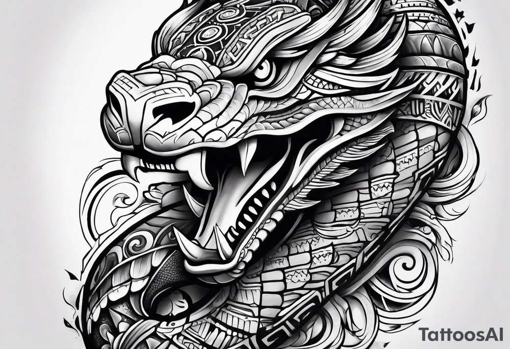 aztec snake sleeve tattoo idea