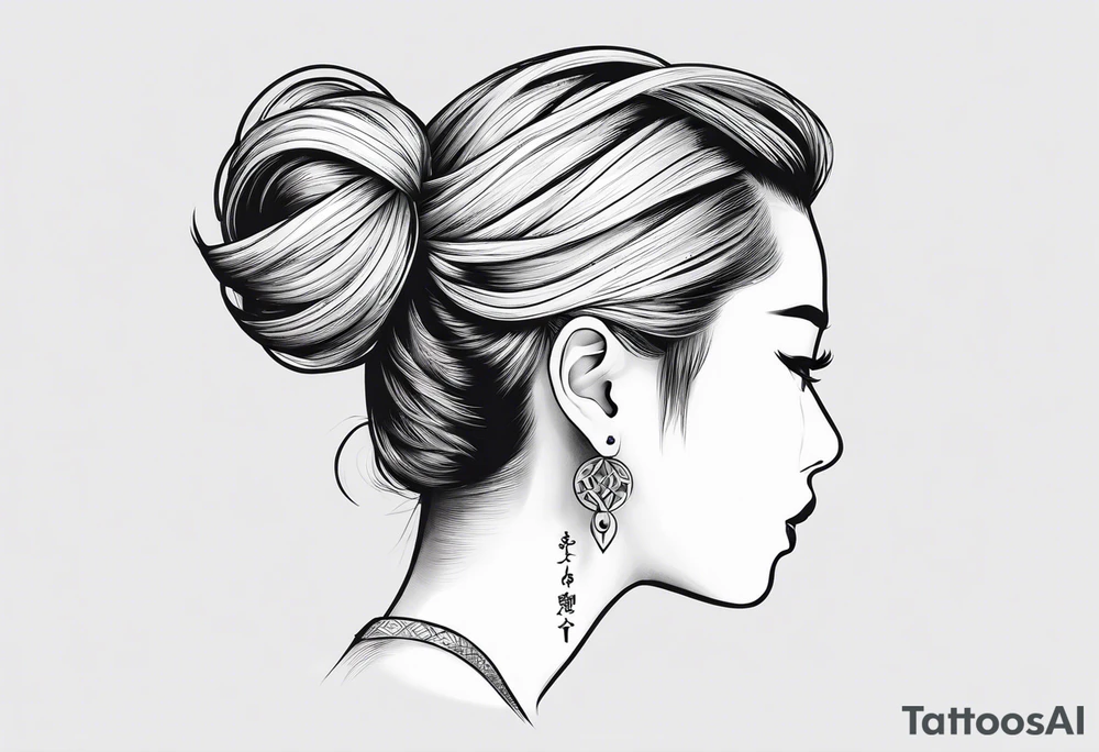 Tattoo behind the ear saying “only one life” in Japanese tattoo idea