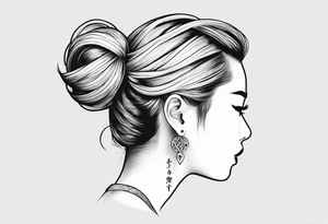Tattoo behind the ear saying “only one life” in Japanese tattoo idea