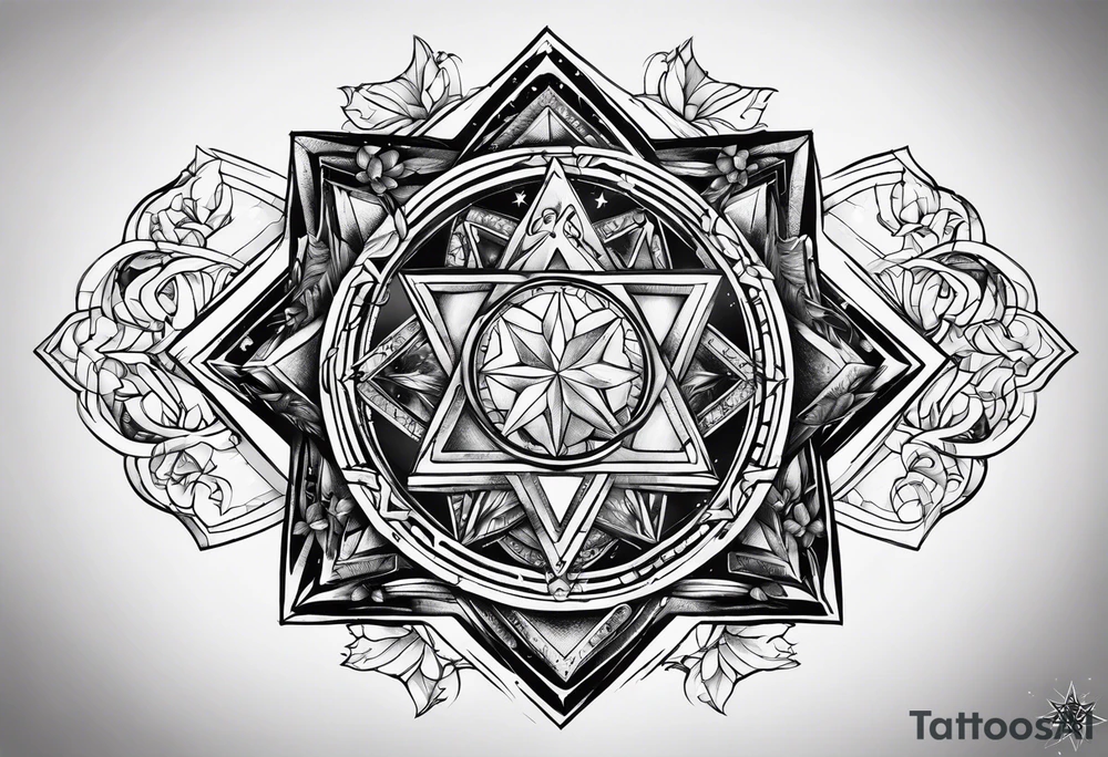 Tesseract and stars tattoo idea