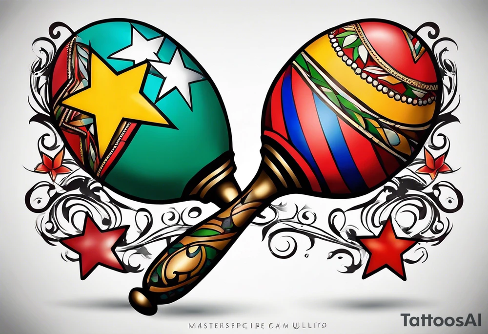 2 swinging maracas with cuban star tattoo idea