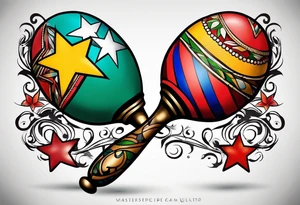 2 swinging maracas with cuban star tattoo idea