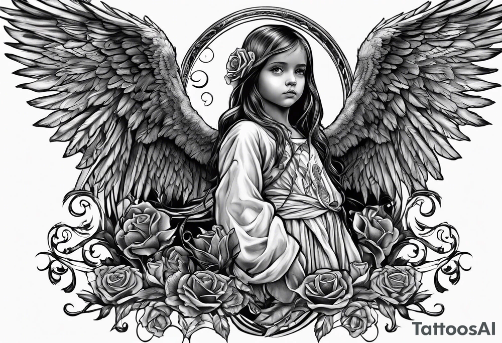 Kid looking up at angel of death tattoo idea