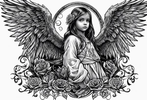Kid looking up at angel of death tattoo idea