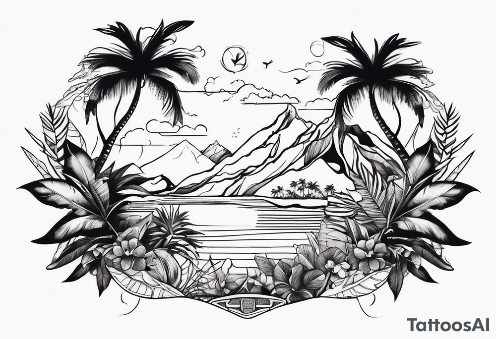 Tropical islands tattoo idea