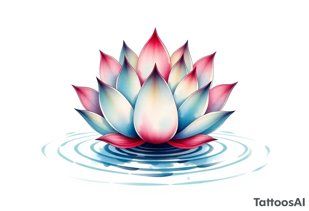 serene lotus flower emerging from sacred waters with ripples tattoo idea
