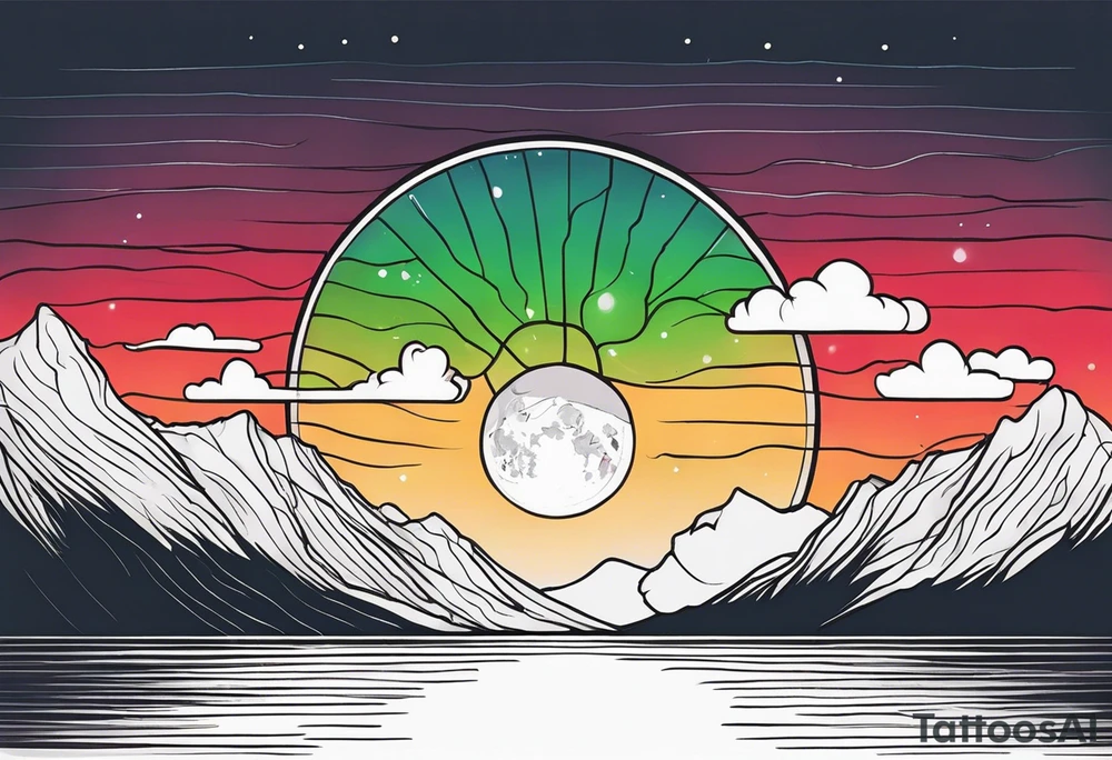 Northern lights with pennywise from IT tattoo idea
