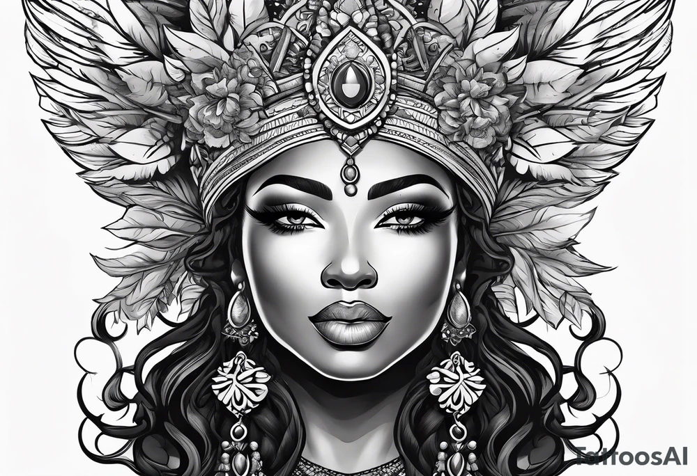Black Goddess of sativa tattoo idea