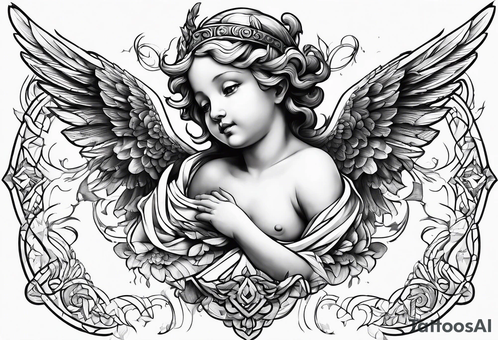 Cherub flying tattoo idea