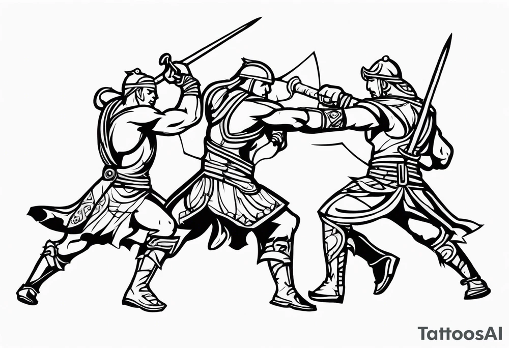 Warriors fighting tattoo idea