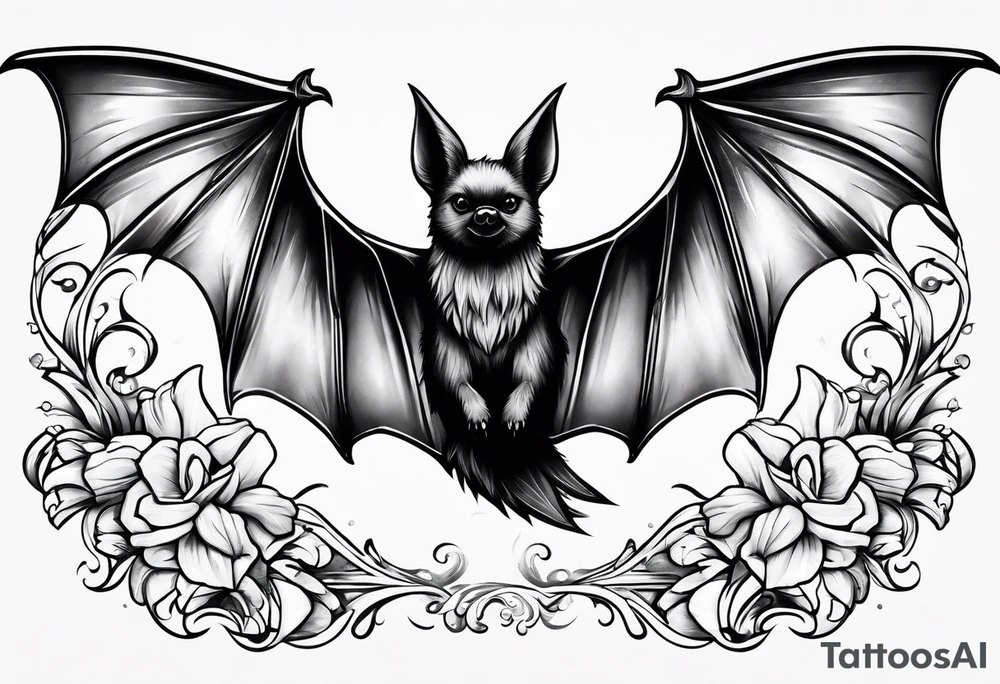 Flying bat tattoo idea