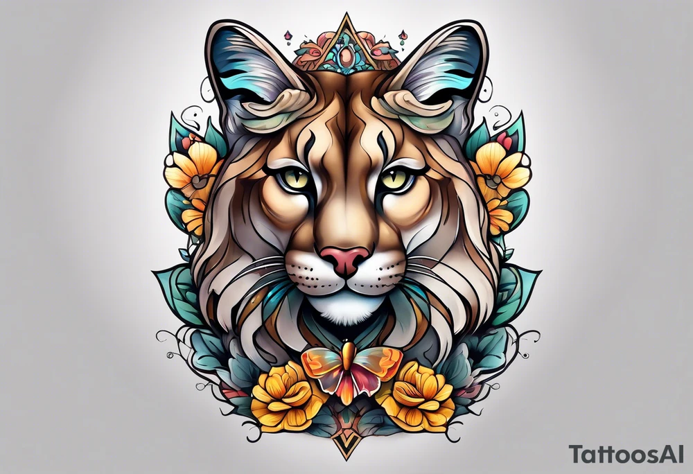 Mountain lion butterfly tattoo idea
