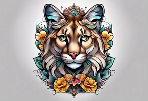 Mountain lion butterfly tattoo idea