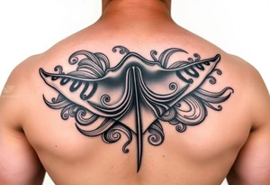 Polynesian/maori music waveforms deep-sea manta ray flowing lines tattoo idea