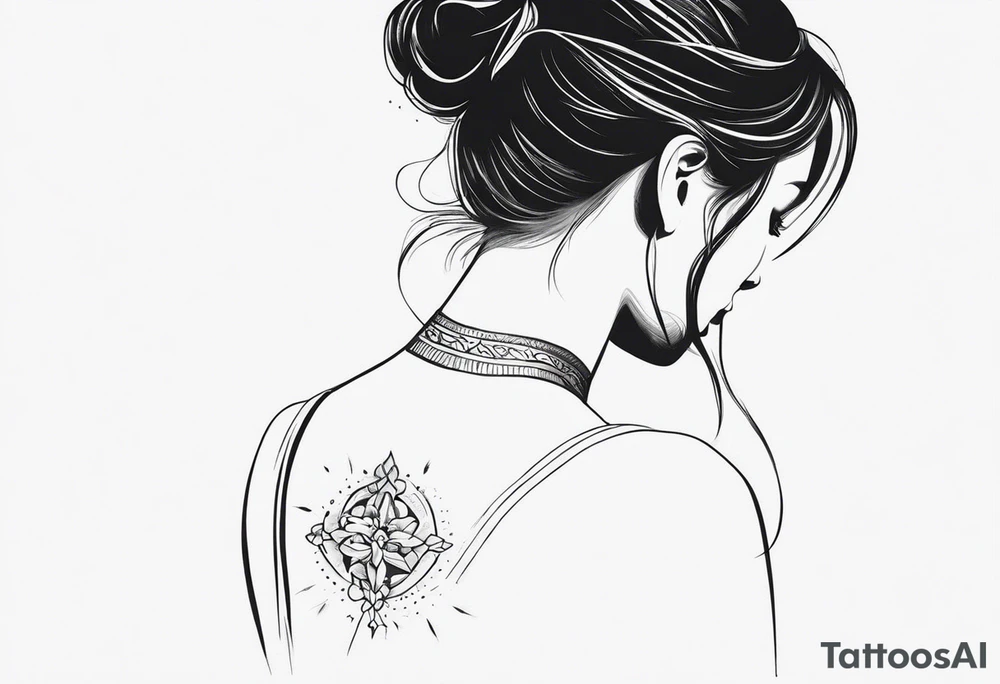 I want a fine line, feminine but very powerful tattoo. I want it to feel oriental and decorative. I want the image to portray a powerful story from the Bible. I want the tattoo to look peaceful and glowy. It has to tell a biblical story tattoo idea