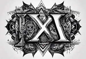 I need a tattoo design that prominently features the letters X and I while incorporating cyberpunk elements. The tattoo will be placed on the wrist. tattoo idea