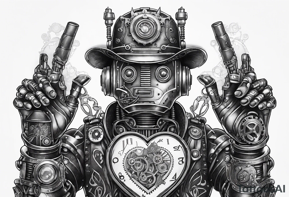 steampunk robot holding a beating heart in hands tattoo idea steampunk robot holding a beating heart in hands tattoo idea