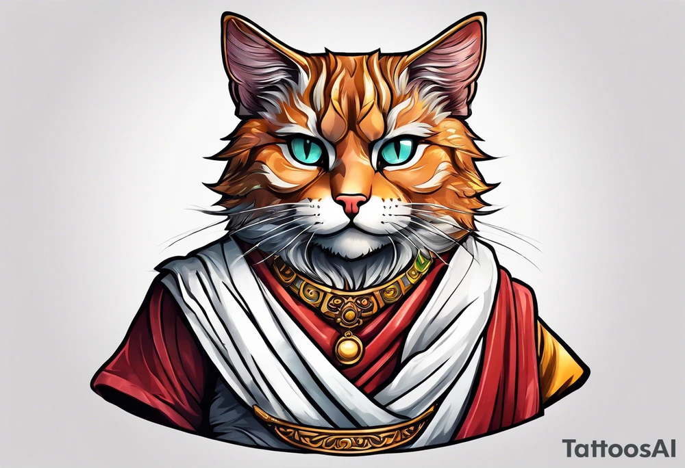 A cat dressed in a toga tattoo idea