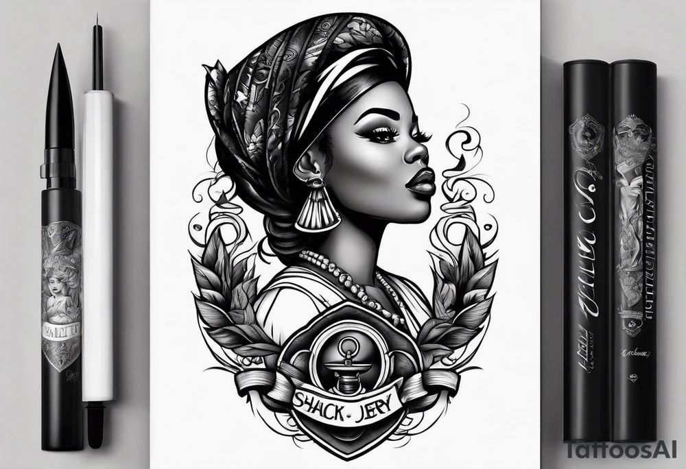 traditional style tattoo with a black woman skateboarding tattoo idea