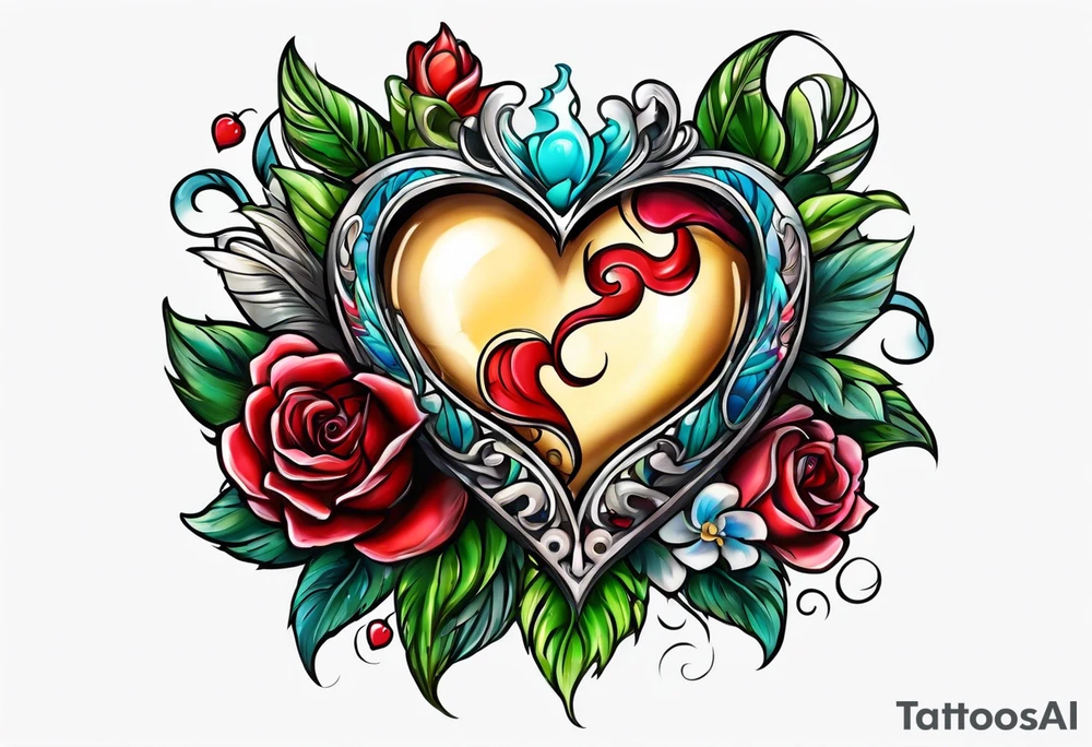 corazon con playa tattoo idea