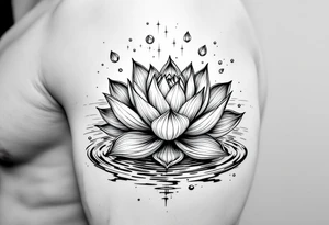 serene lotus flower emerging from sacred waters with ripples tattoo idea