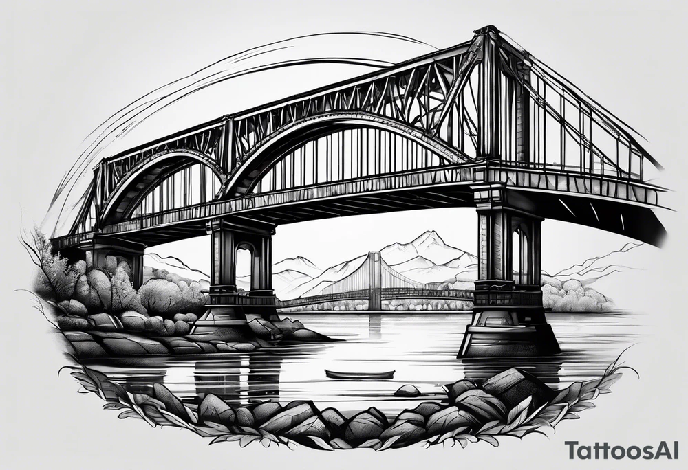 view from under cantilever bridge tattoo idea