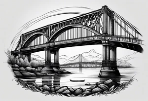view from under cantilever bridge tattoo idea