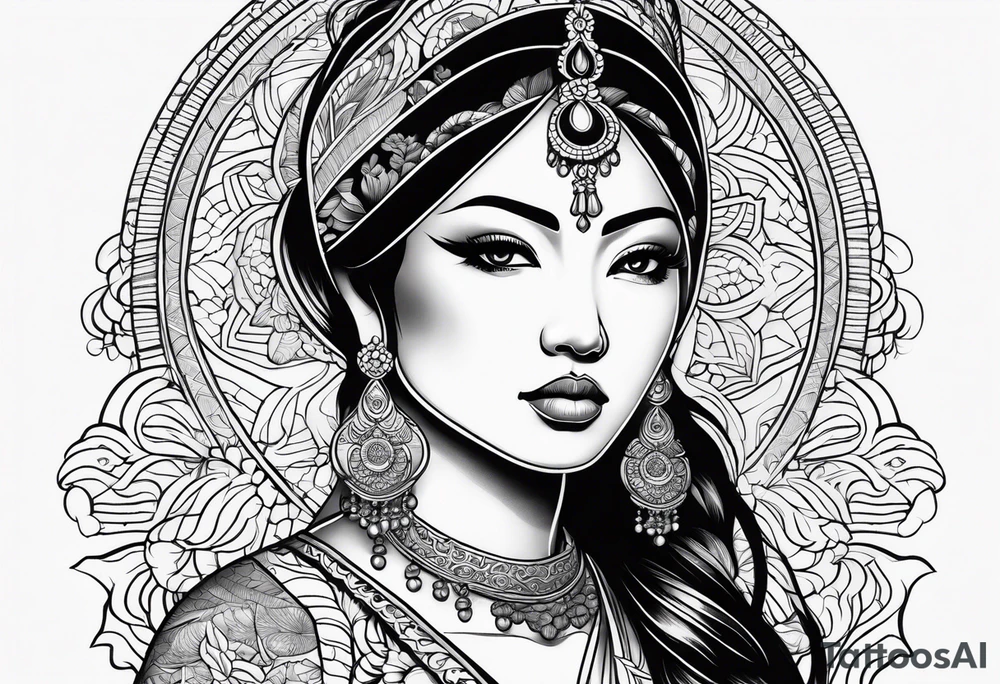indian woman tattoo idea