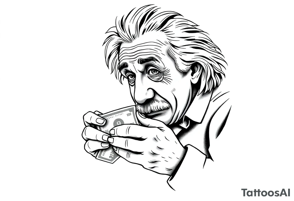 Einstein counting money tattoo idea