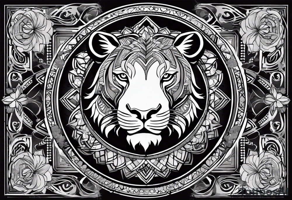 Very asymmetrical, +geometric pattern, with realistic full moon, with hippo face superimposed with lion head,+tribal, +geometric, +inkart , +blackwork, +grey scale, + sketch
with wintersweet flower bud, +inkart touch, +for men, detailed , combined favourite , tattoo idea