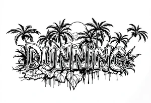 Dunning, Jungle theme with palm trees,taino symbols,philipino sun, tattoo idea