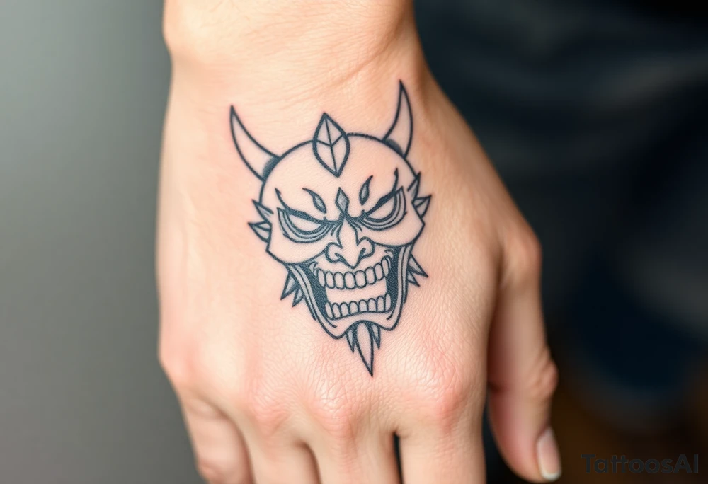 A Japanese mask that screams in pain tattoo idea