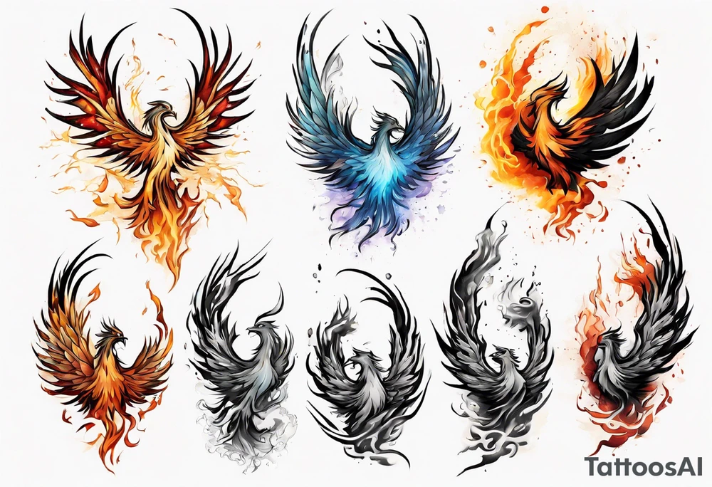 Phoenix bursting out of ashes tattoo idea