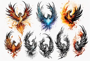 Phoenix bursting out of ashes tattoo idea