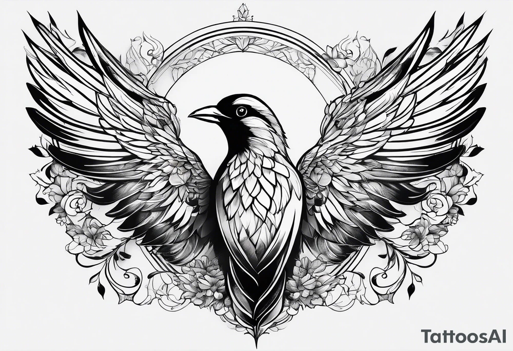 birds with wings flaired on my ribs tattoo idea