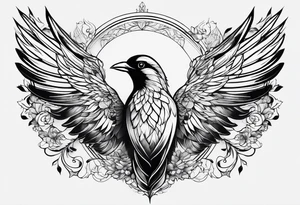 birds with wings flaired on my ribs tattoo idea