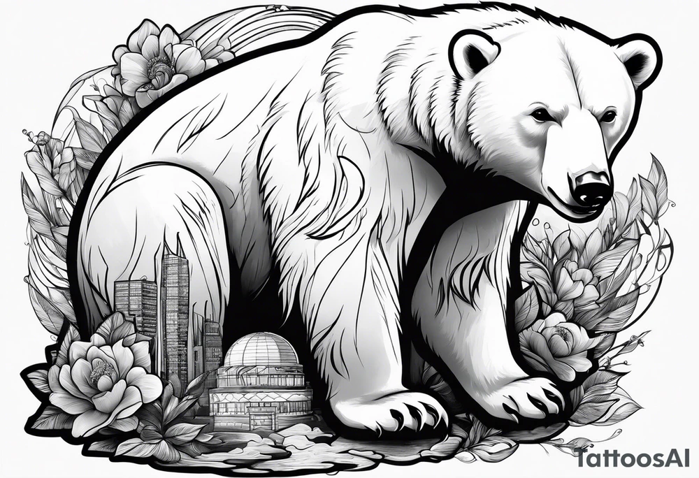polar bear working in a bank tattoo idea