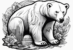 polar bear working in a bank tattoo idea