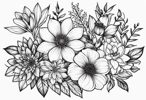 May november December February birth flower bouquet tattoo idea