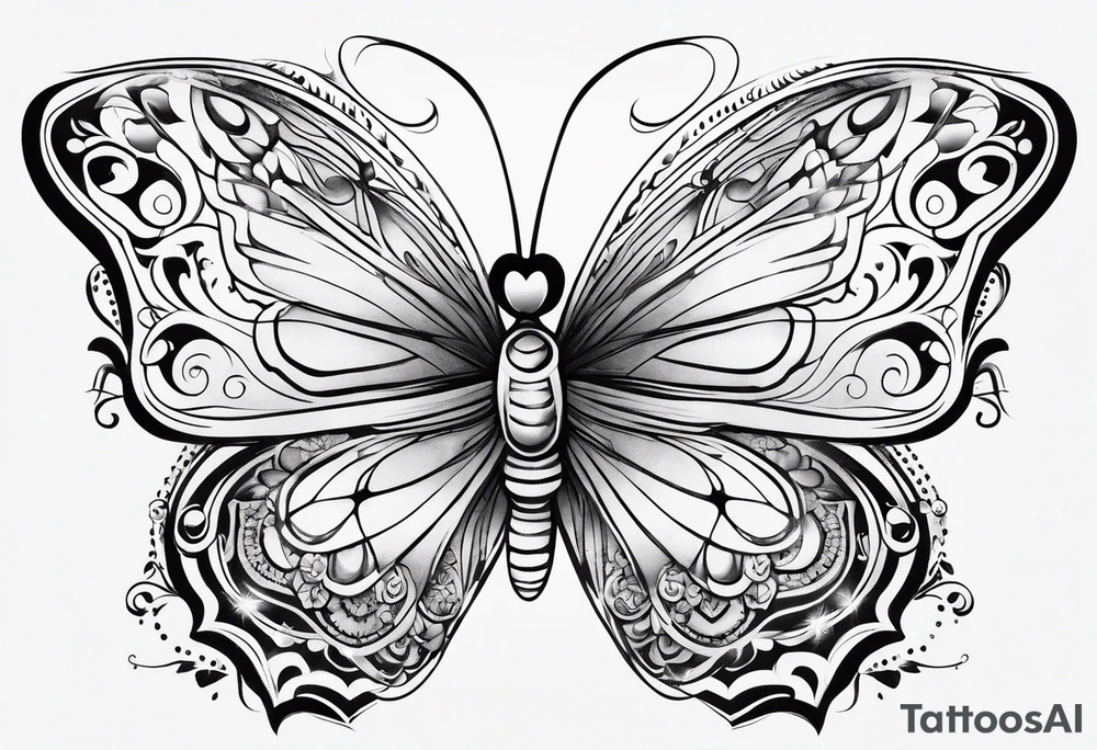 cute butterfly fineline tattoo sketch for girls tattoo idea