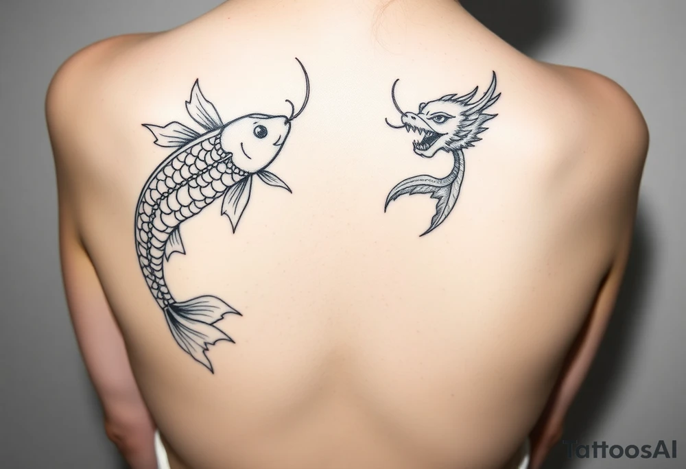 Koi fish and dragon tattoo idea