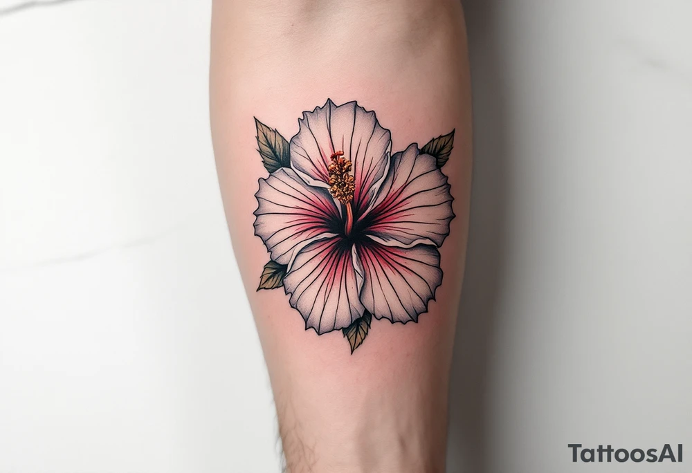 Masculine hibiscus flowers tattoo idea