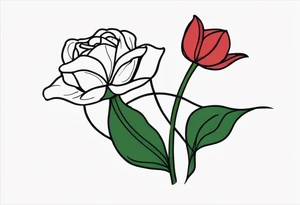 One tulip & one rose tattoo idea