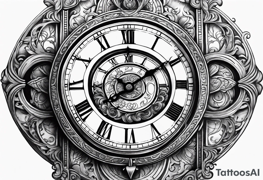 Roman clock with filigree tattoo idea