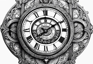 Roman clock with filigree tattoo idea