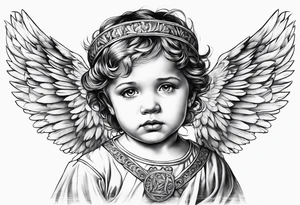 Littl angel kid, roman style tattoo idea