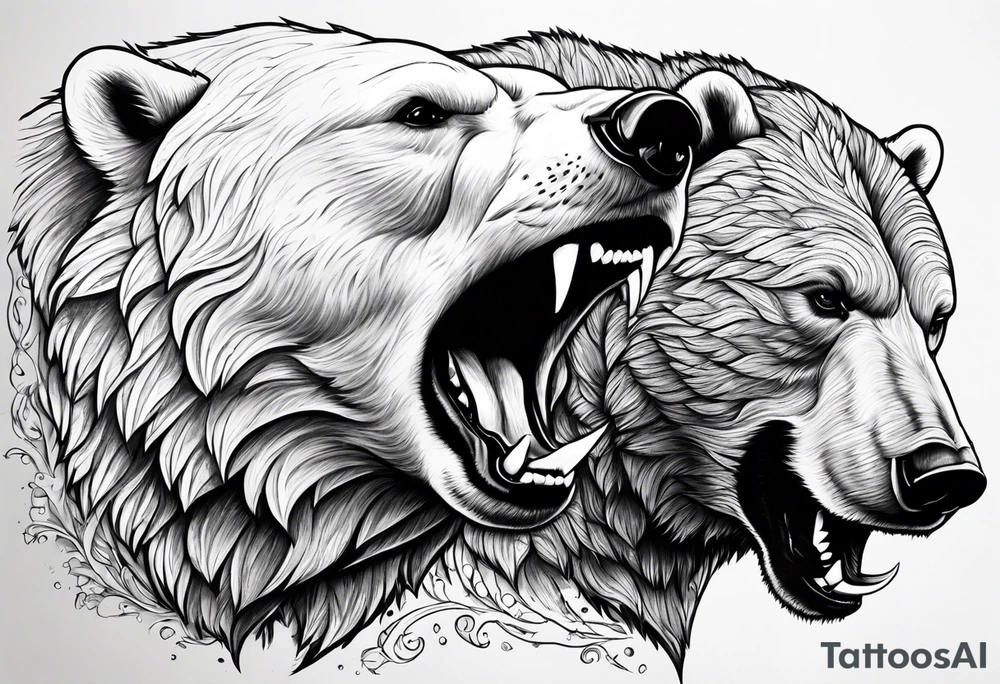 Polar bear fighting against a spartan tattoo idea