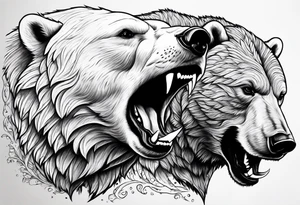 Polar bear fighting against a spartan tattoo idea