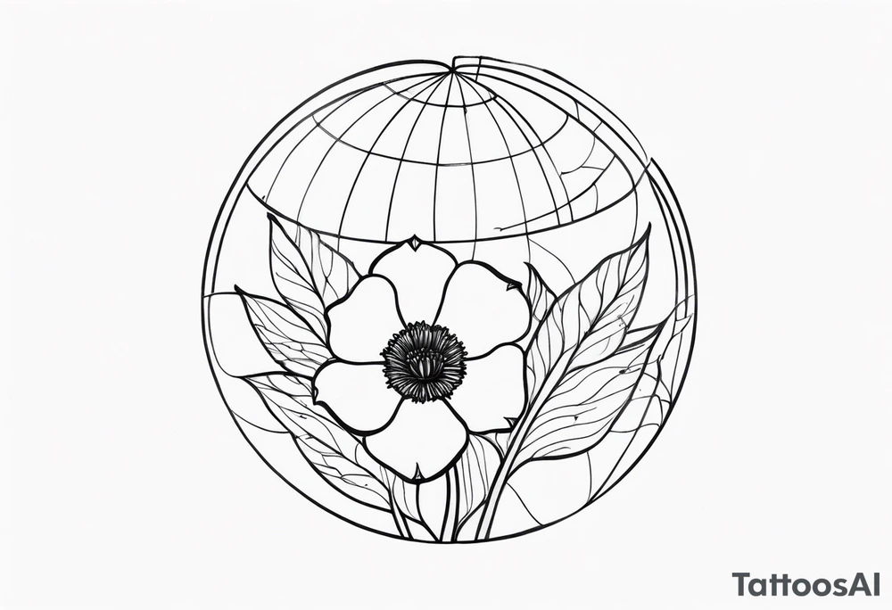 GLOBE INSIDE POPPY FLOWER BUD tattoo idea