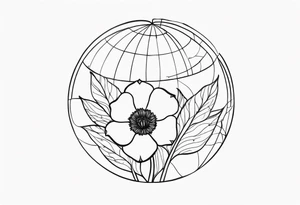 GLOBE INSIDE POPPY FLOWER BUD tattoo idea